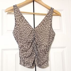 LOVE Fire Women's Cropped Tank Top Leopard Print Tank Top  Size Small Petite
